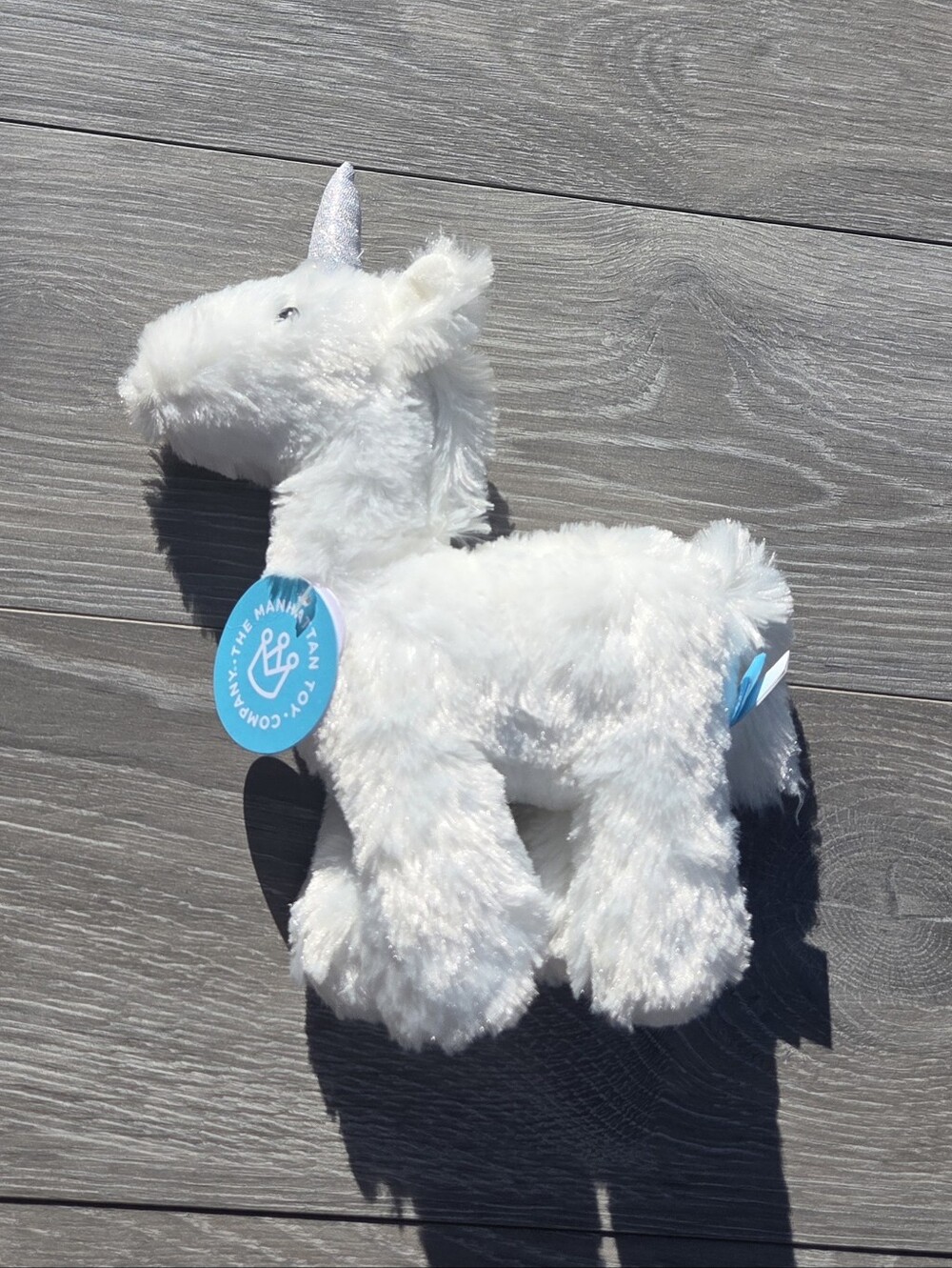 The Manhattan Toy Company White Plush Unicorn Toy with Sparkle Horn